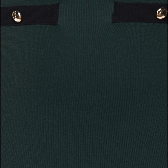 Hunter Green Knit Bodycon Mini Dress with Buttons - Picture 6 of 6